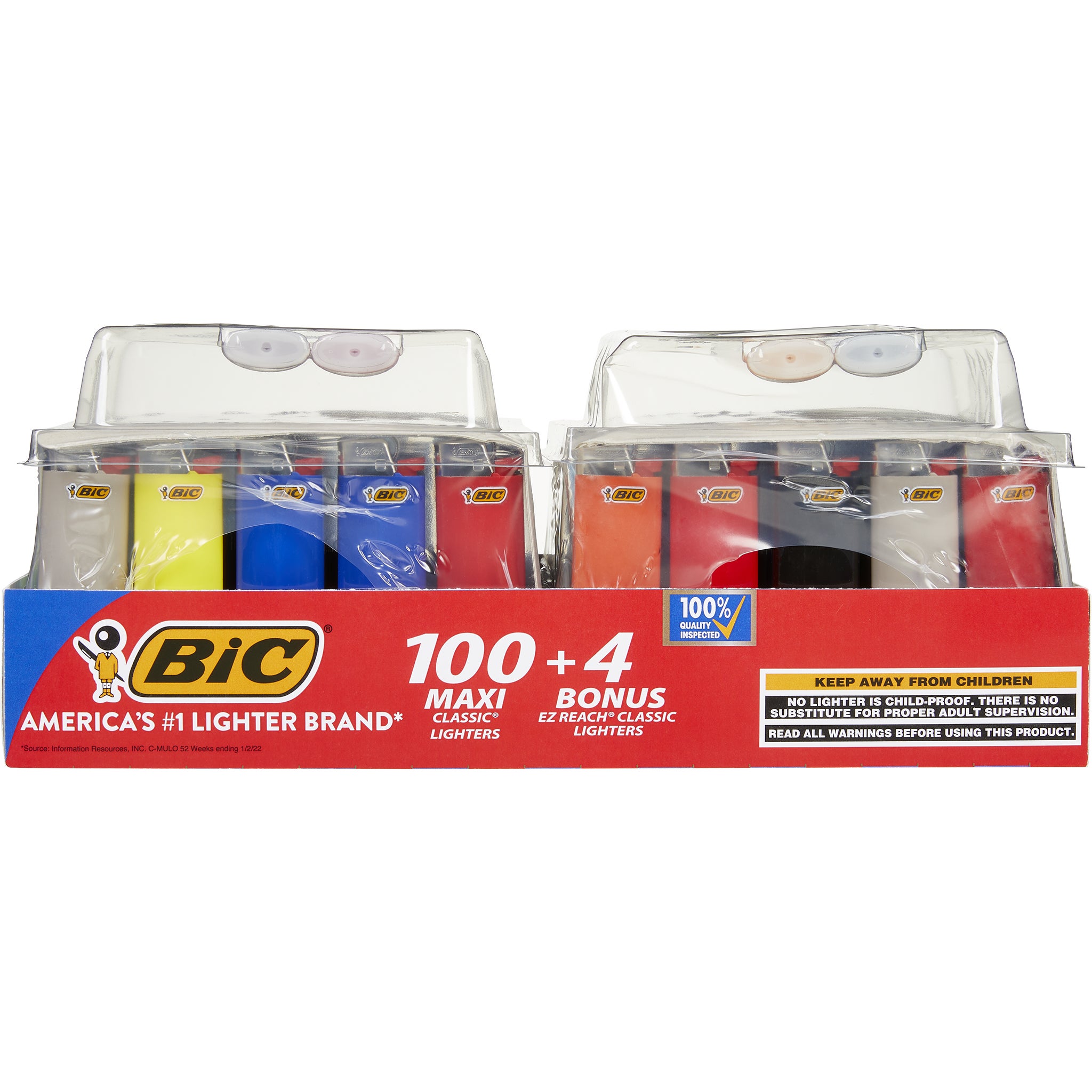 **BIC** Maxi Classic Lighters, 100 ct + 4 Bonus, EZ Reach Lighters