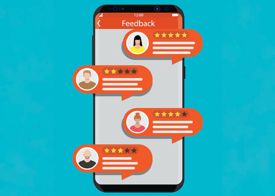 illustration of a phone screen with people commenting