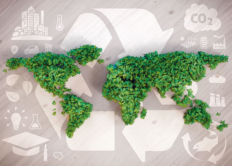 illustration of continents made of plants