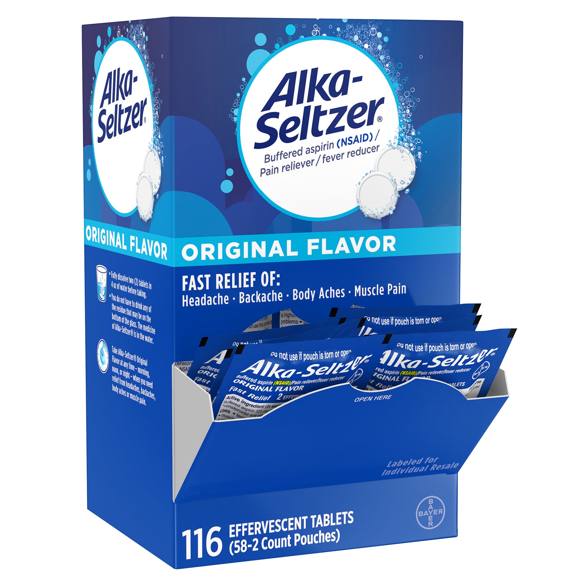 **Alka-Seltzer** Effervescent Tablets, Original, 2 per Pouch, 58 ct