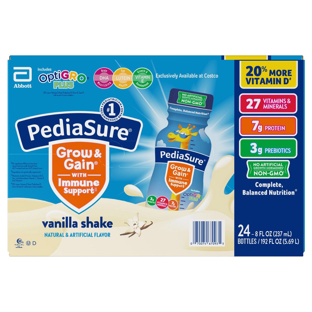 **PediaSure** Grow & Gain OptiGRO Plus Shake, Vanilla, 8 fl oz, 24 ct