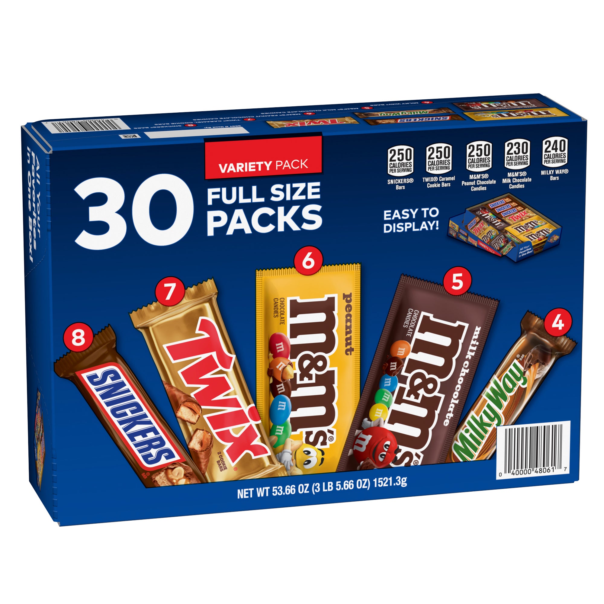 **Mars** Chocolate Candy Bars, Full Size, Variety Pack, 30 ct