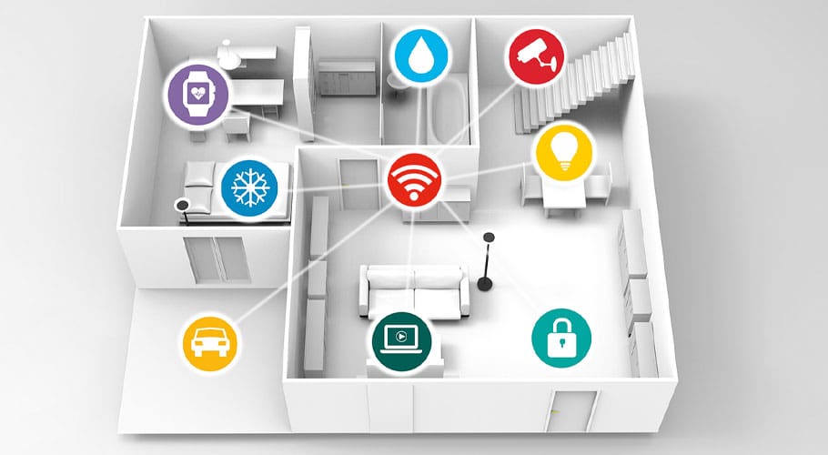 illustration of floor plan with smart devices
