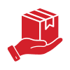 Icon of a hand holding a package