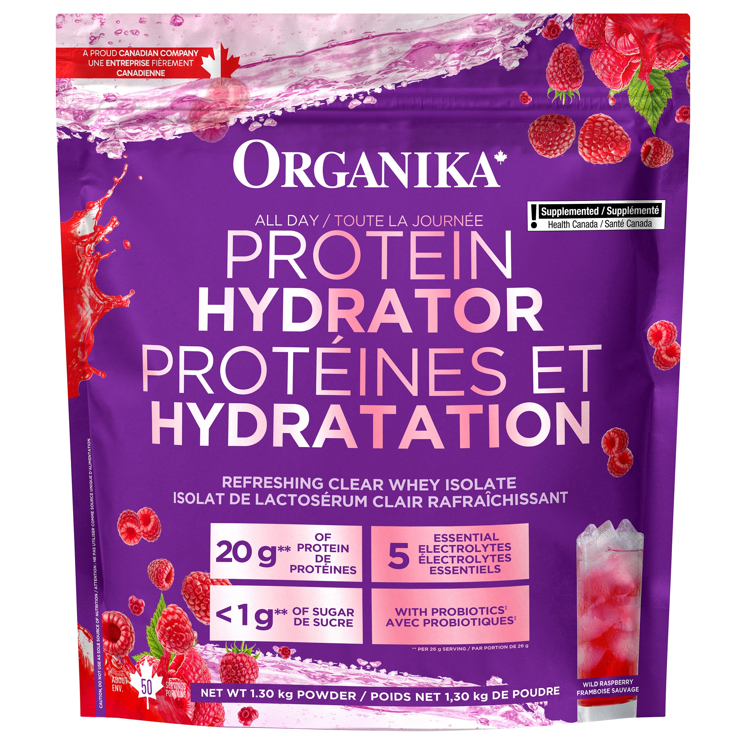 Poudre de protéines à saveur de framboise Protéines et hydratation de Organika