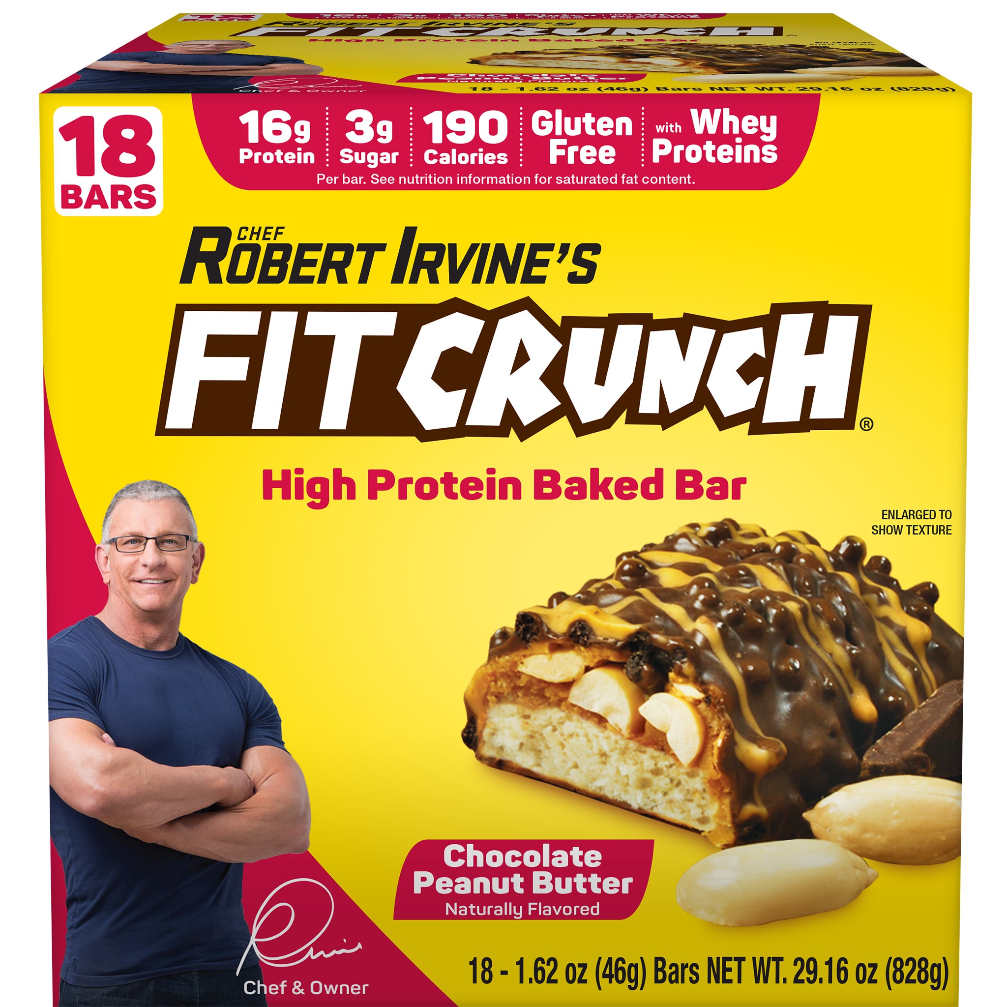 **FITCRUNCH** Protein Bars, Chocolate Peanut Butter, 1.62 oz, 18 ct
