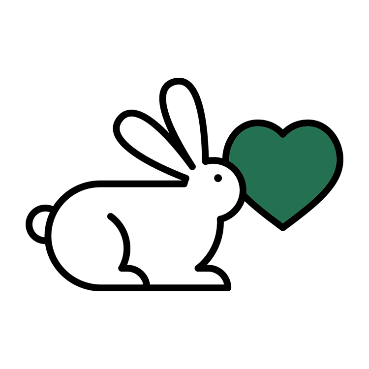 Simple graphic of a bunny with a heart next to it.
