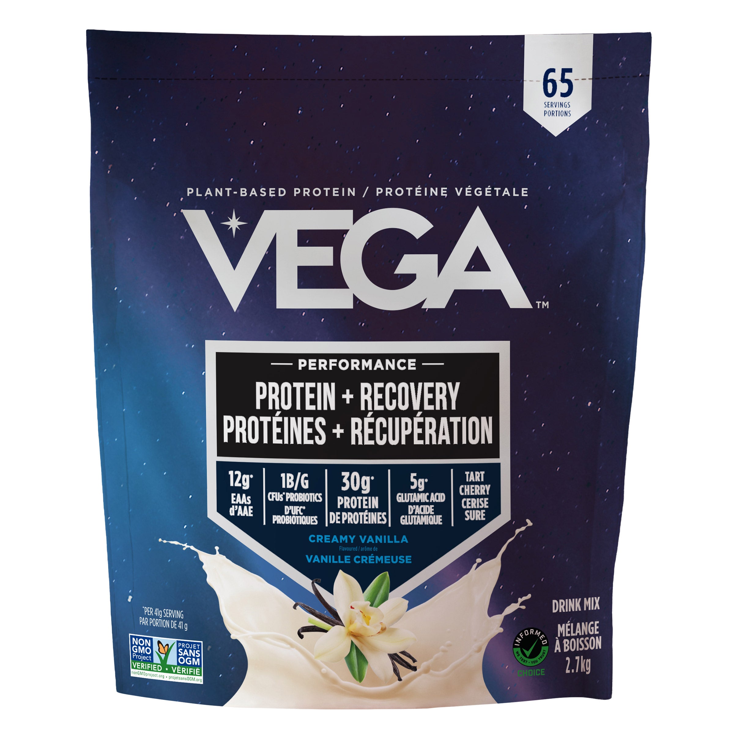 Poudre Protéines + Récupération à la vanille Vega