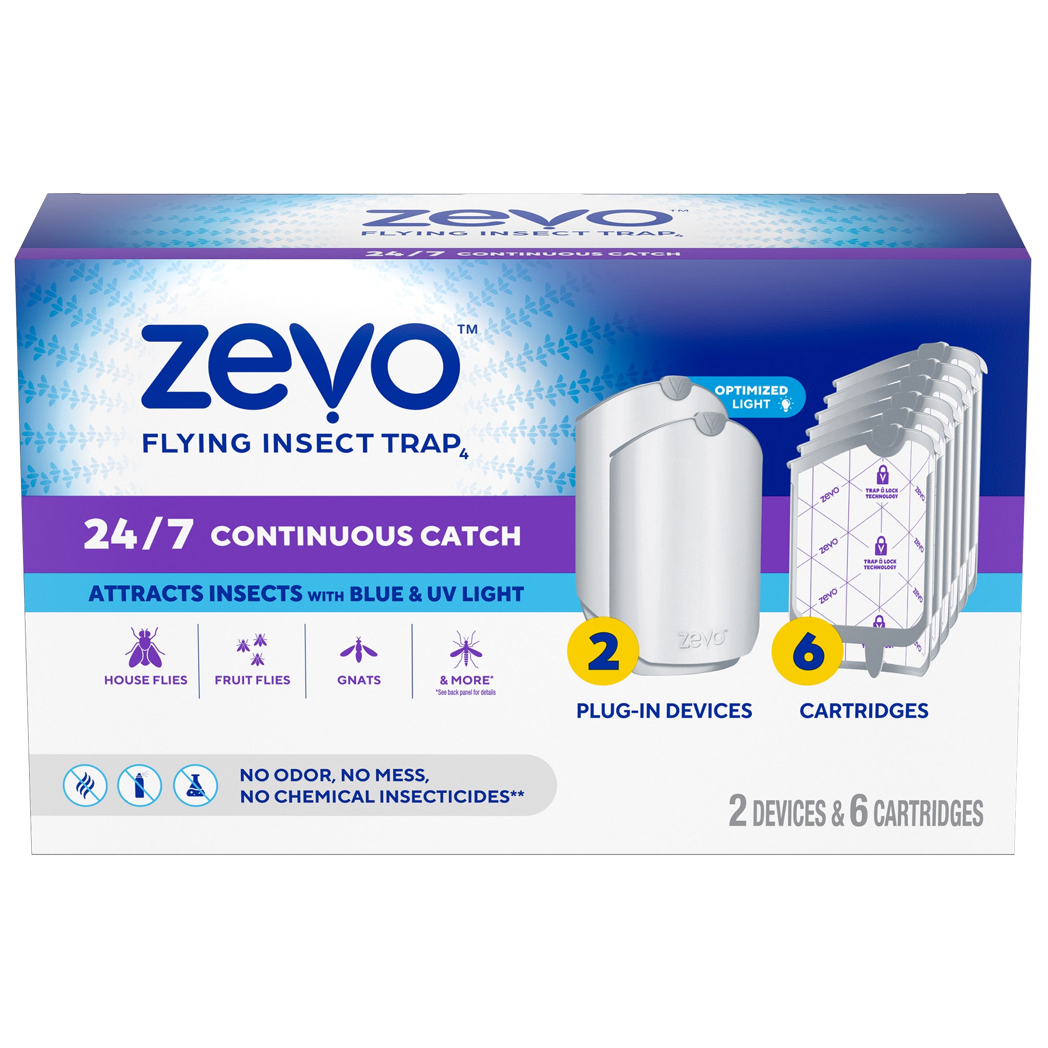 **Zevo** Flying Insect Trap Starter Kit, 2 Devices + 6 Cartridges