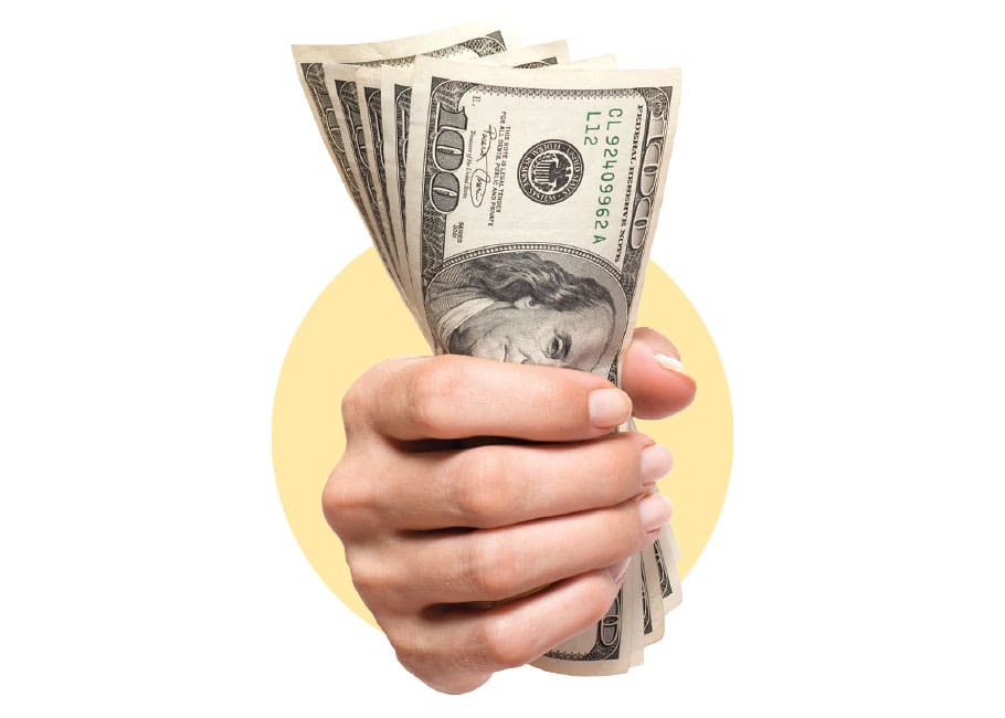 fist full of paper money
