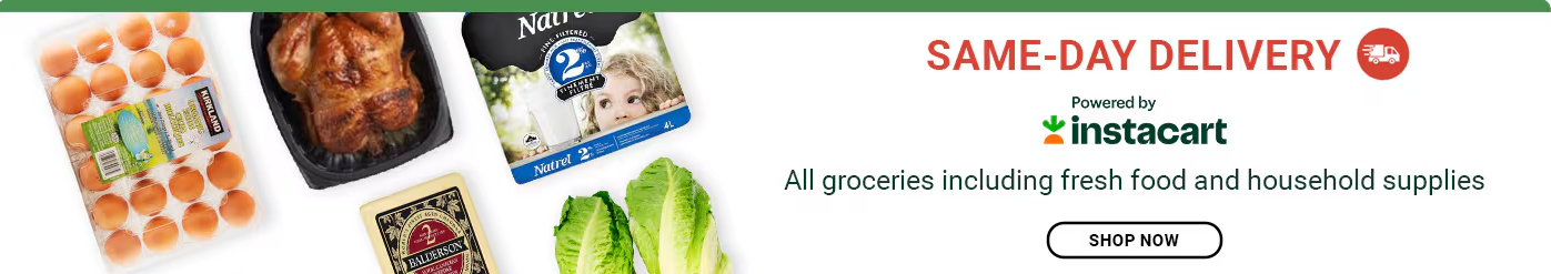 Same-Day delivery powered by instacart. Available within qualified delivery areas in Canada.