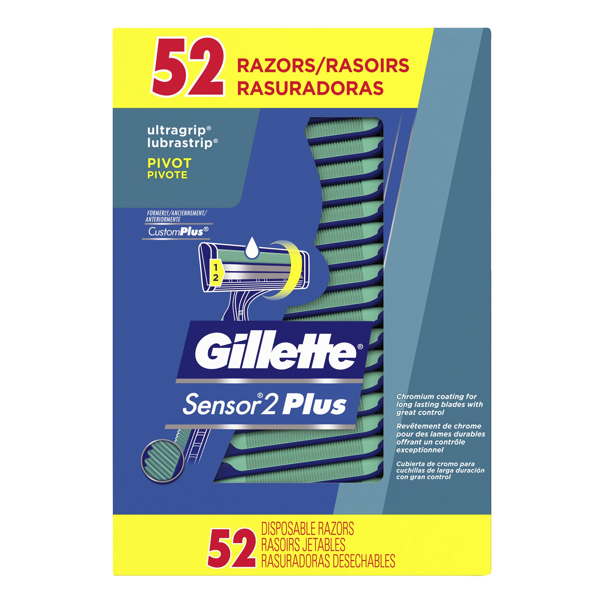 **Gillette Sensor2 Plus** Disposable Razors, 2-Blades, 52 ct