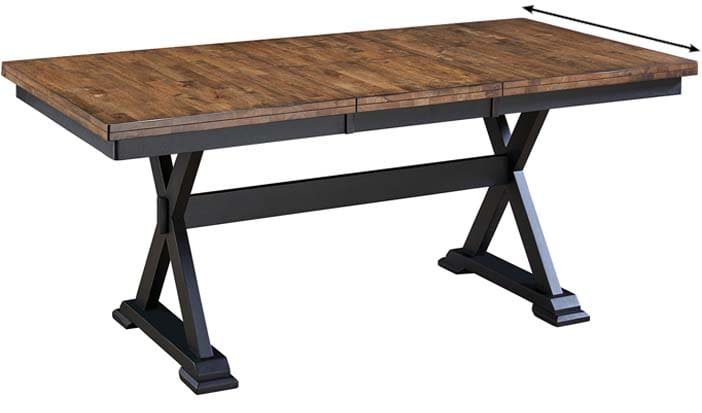 diagram of a rectangular table with the shorter end being measured