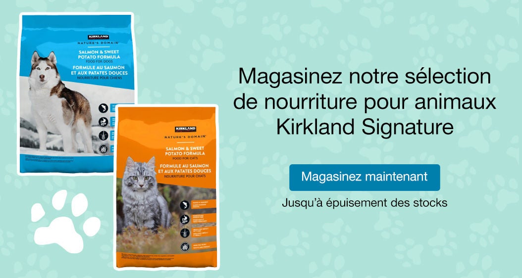 Magasinez notre sélection de nourriture pour animaux Kirkland Signature Magasinez maintenant Jusqu’à épuisement des stocks