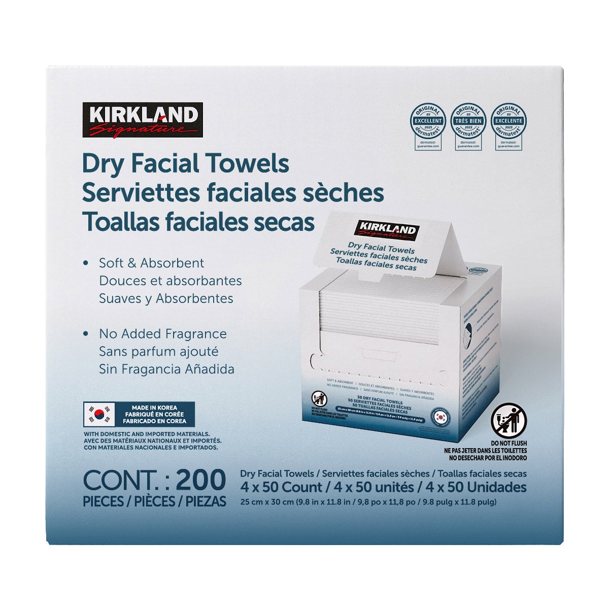 Serviettes faciales sèches à usage quotidien Kirkland Signature