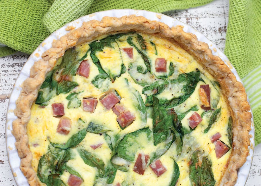 Ham and Cheese Quiche with Spinach