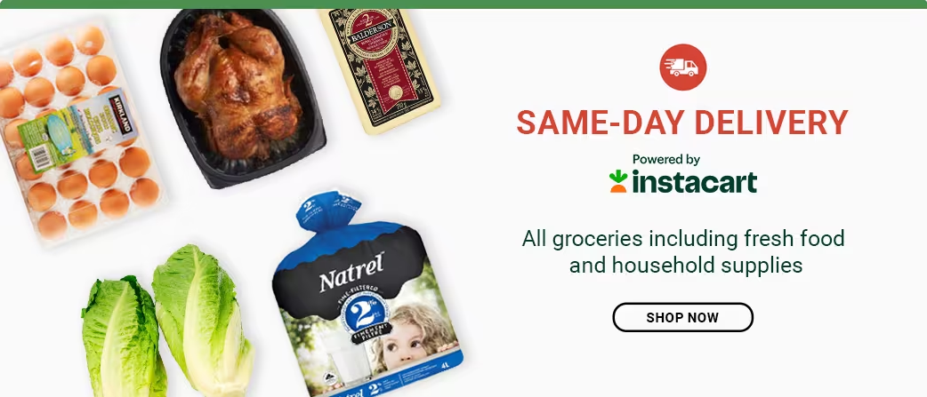 Same-Day delivery powered by instacart. Available within qualified delivery areas in Canada.