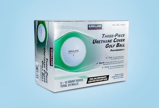 A box of Kirkland Signature Golf Balls.
