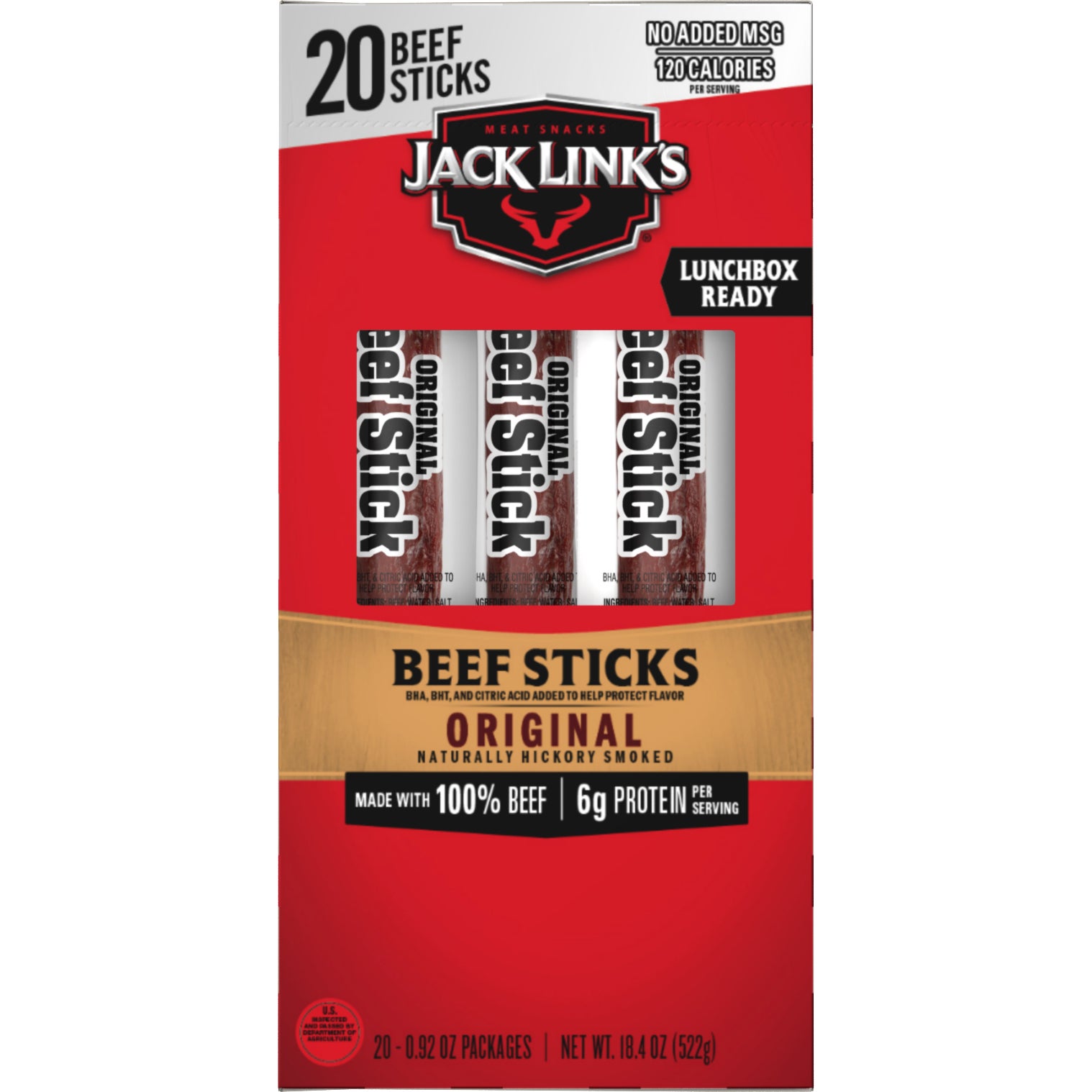 **Jack Link's** Beef Sticks, Original, 0.92 oz, 20 ct
