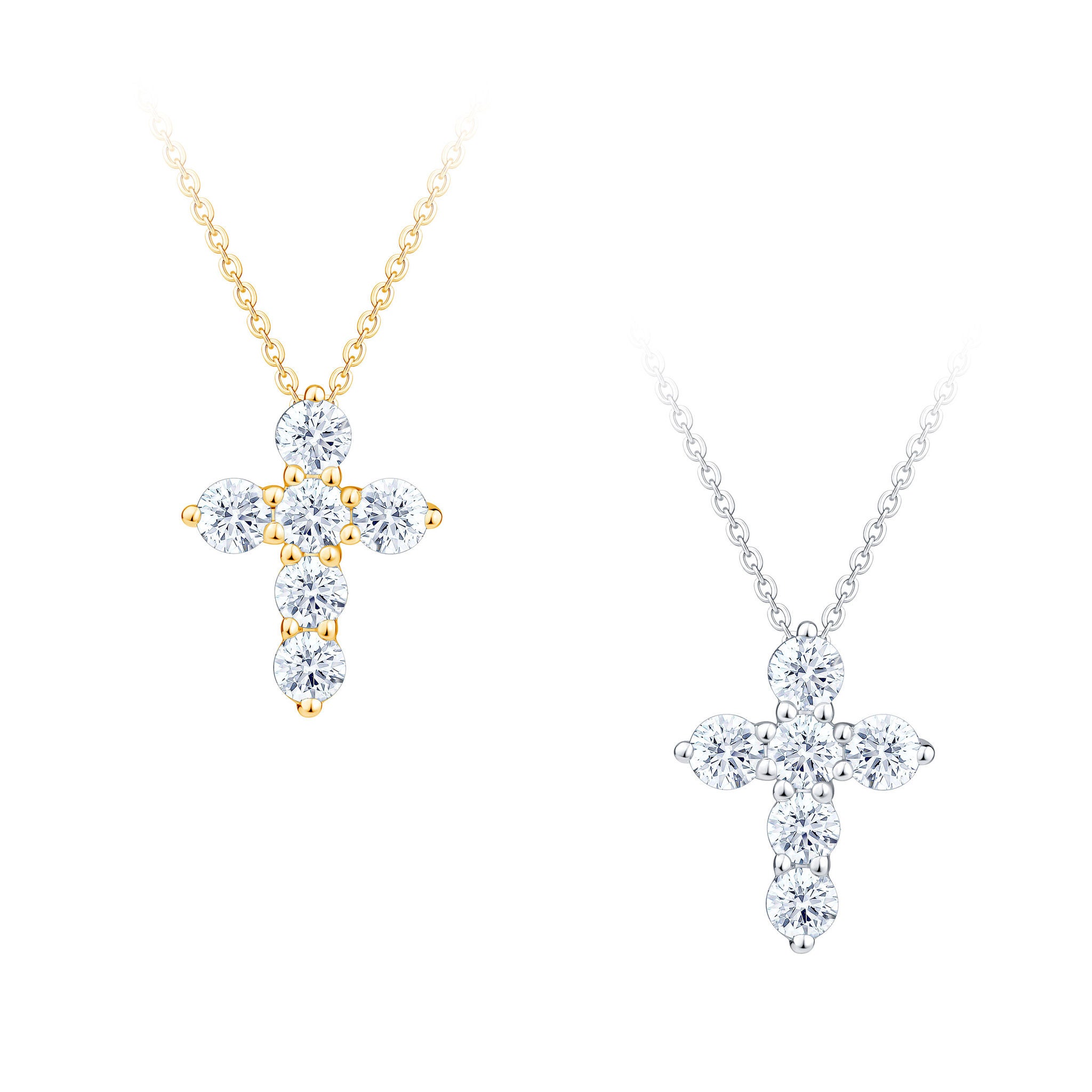 Round Brilliant 0.50 ctw VS2 Clarity, I Color Diamond 14kt Gold Cross Pendant