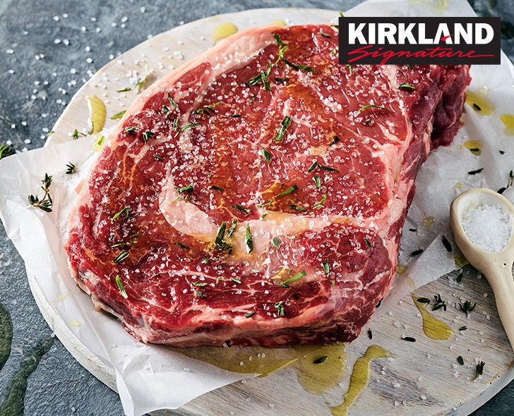 A boneless ribeye steak