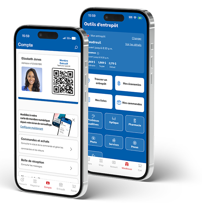 Two phones showing Costco App