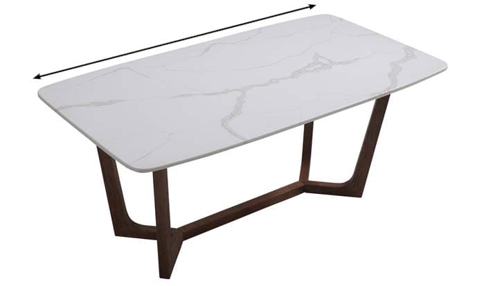 diagram of a rectangular table with the longest side being measured