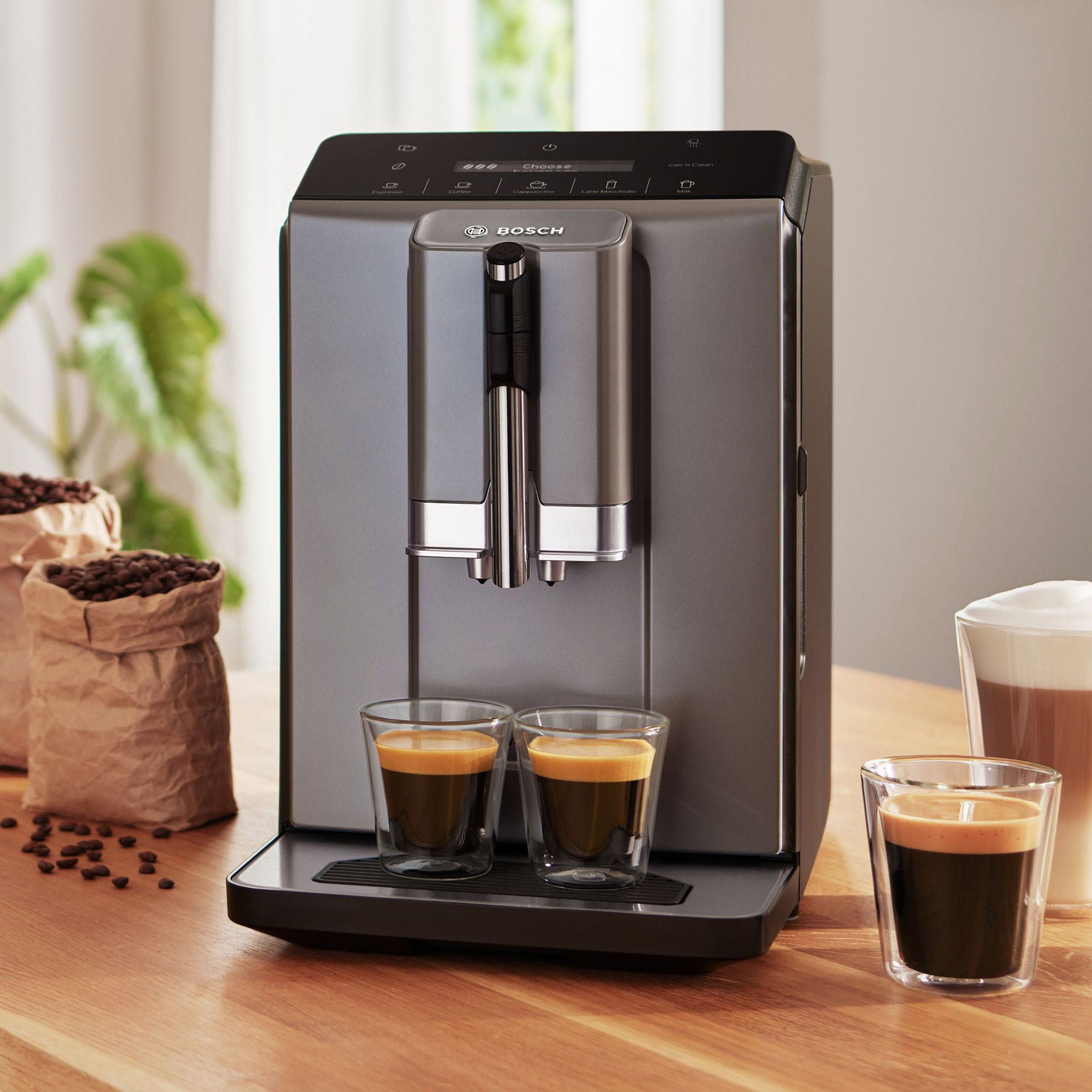 Bosch 300 Series Fully Automatic Espresso & Coffee Machine, Dark Silver
