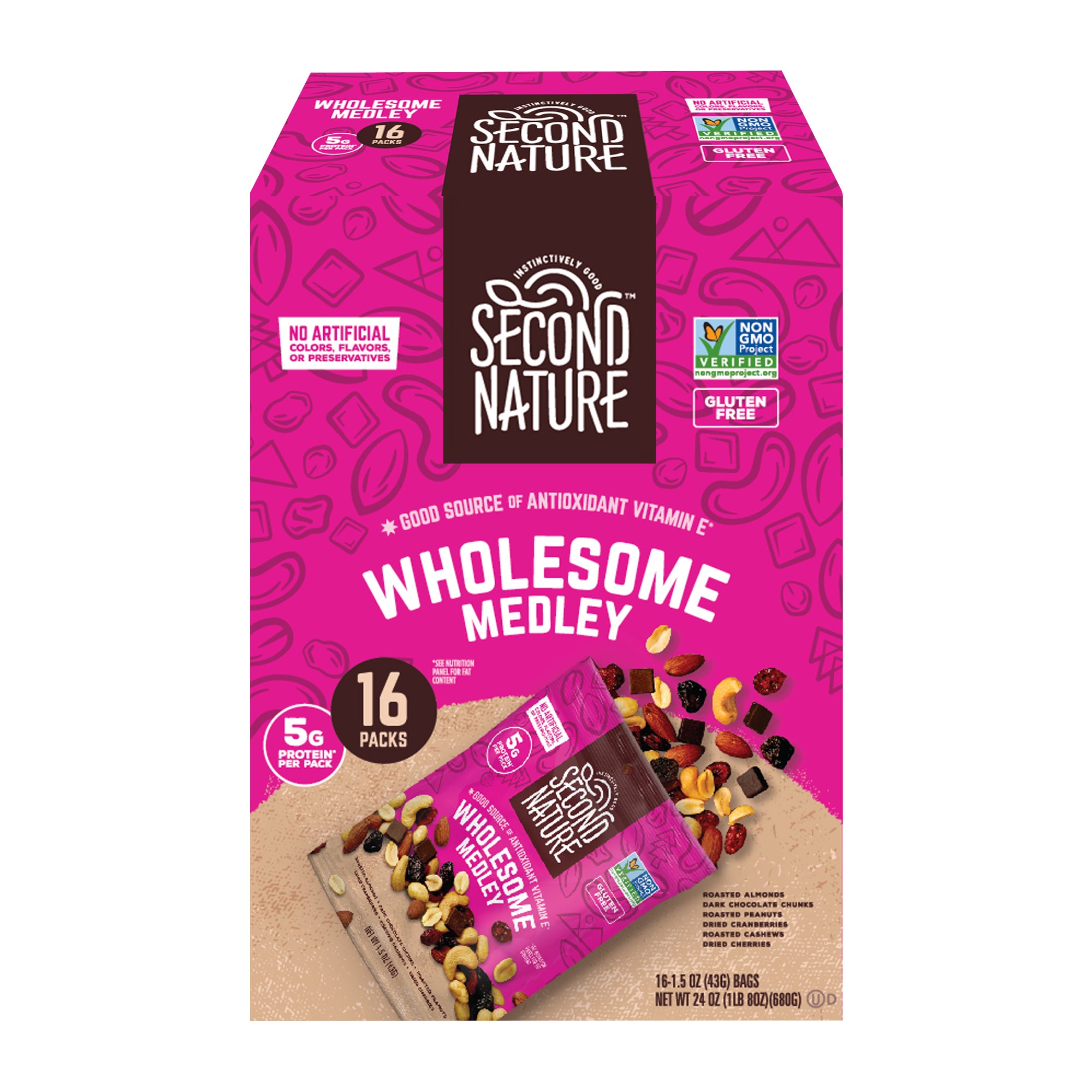 **Second Nature** Trail Mix, Wholesome Medley, 1.5 oz, 16 ct