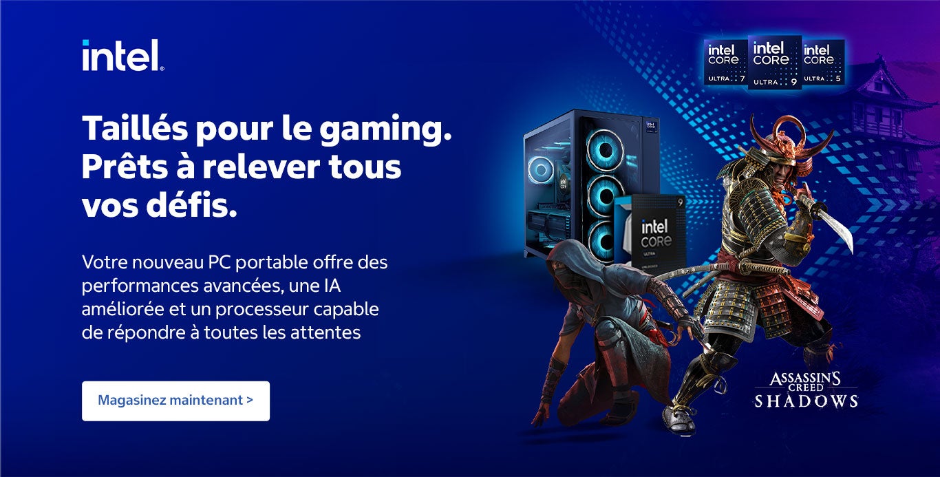 Taillés pour le gaming. Prêts à relever tous vos défis. Votre nouveau PC portable offre des performances avancées, une IA améliorée et un processeur capable de répondre à toutes les attentes. Magasinez maintenant