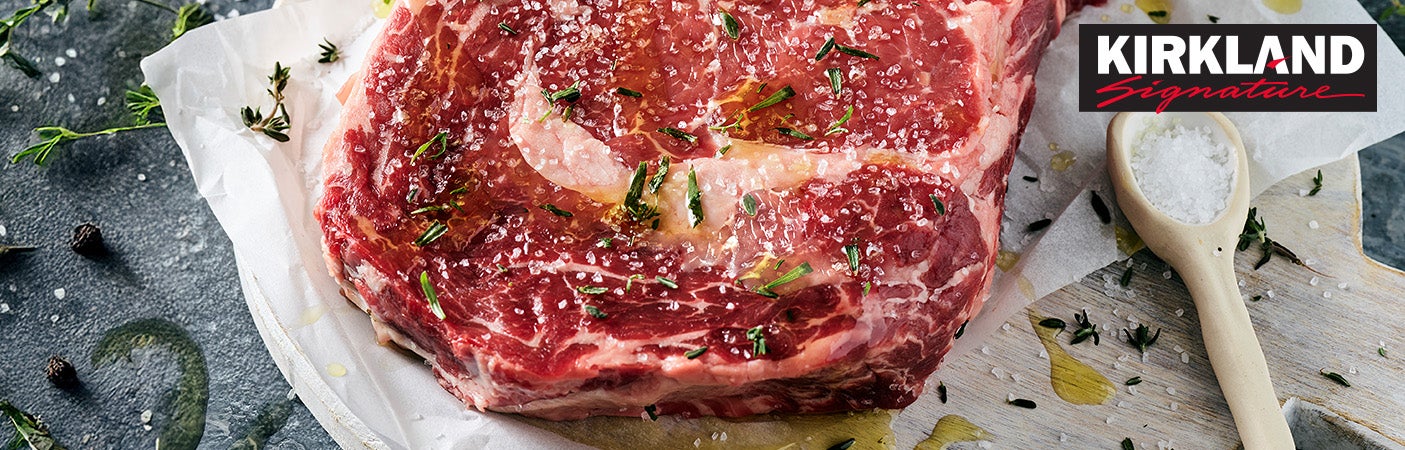 A boneless ribeye steak