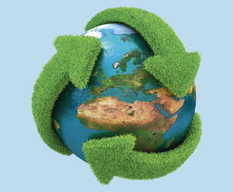 recycling sign around the earth
