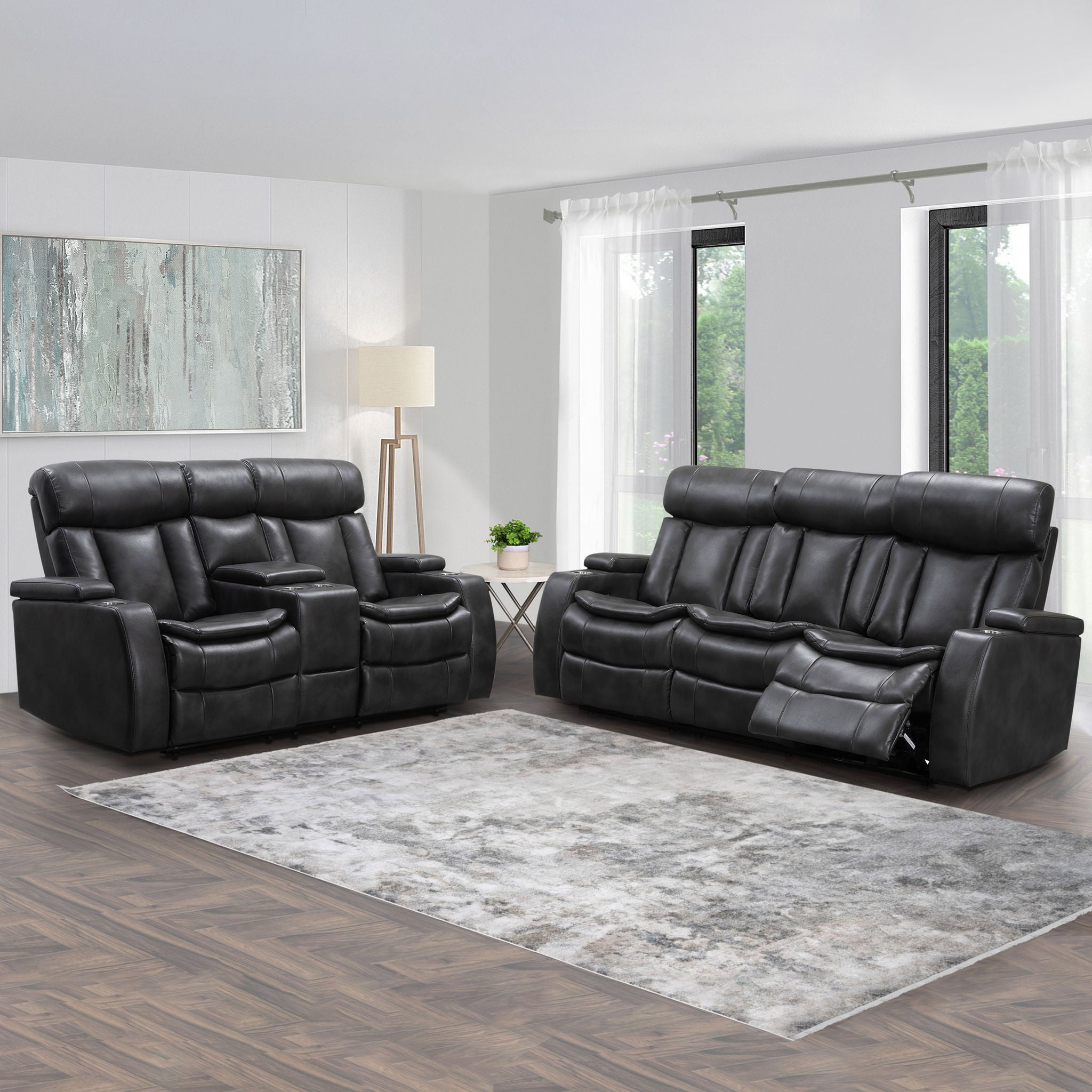 Zayne 2-piece Leather Power Reclining Set with Power Headrests