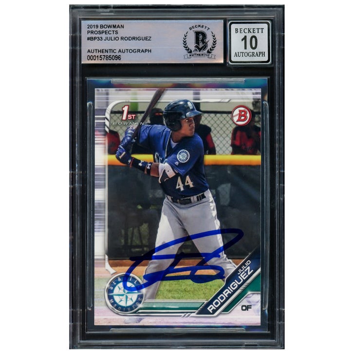 【美品】Julio Rodriguez_オンカードサイン_マリナーズ Julio Rodriguez Autographed 2019 1st Bowman Rookie Card #BP-33