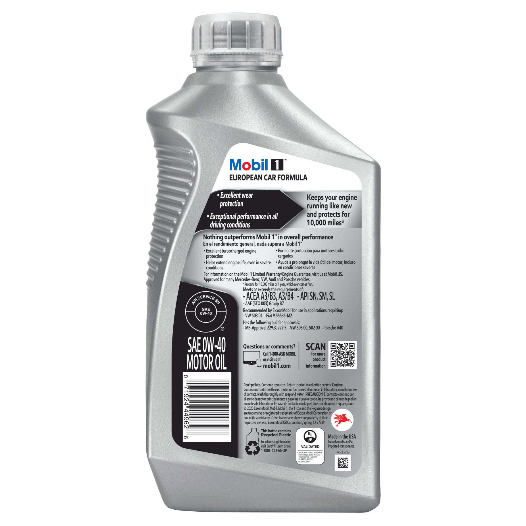 Mobil 1 0W-40 Full Synthetic Motor Oil, 1-Quart, 6-pack | Costco