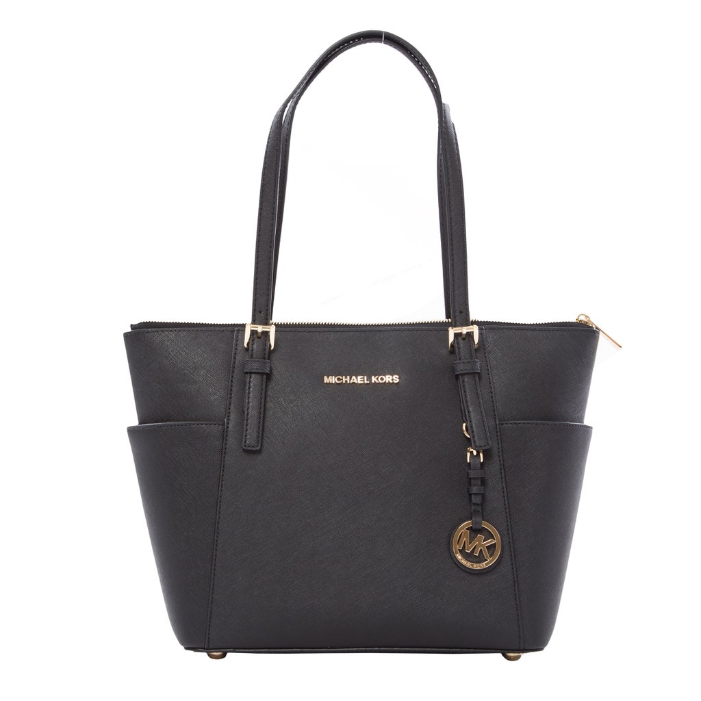 Michael Kors Jet Set Top Zip Saffiano Tote, Black | Costco