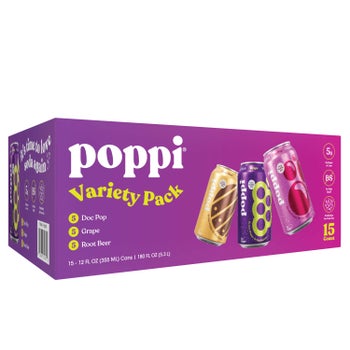 Poppi Prebiotic Soda, Variety Pack, 12 fl oz, 15-count | Costco