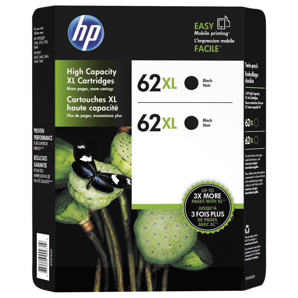 HP 62XL High Yield Ink Cartridge, Black, 2-count | Costco