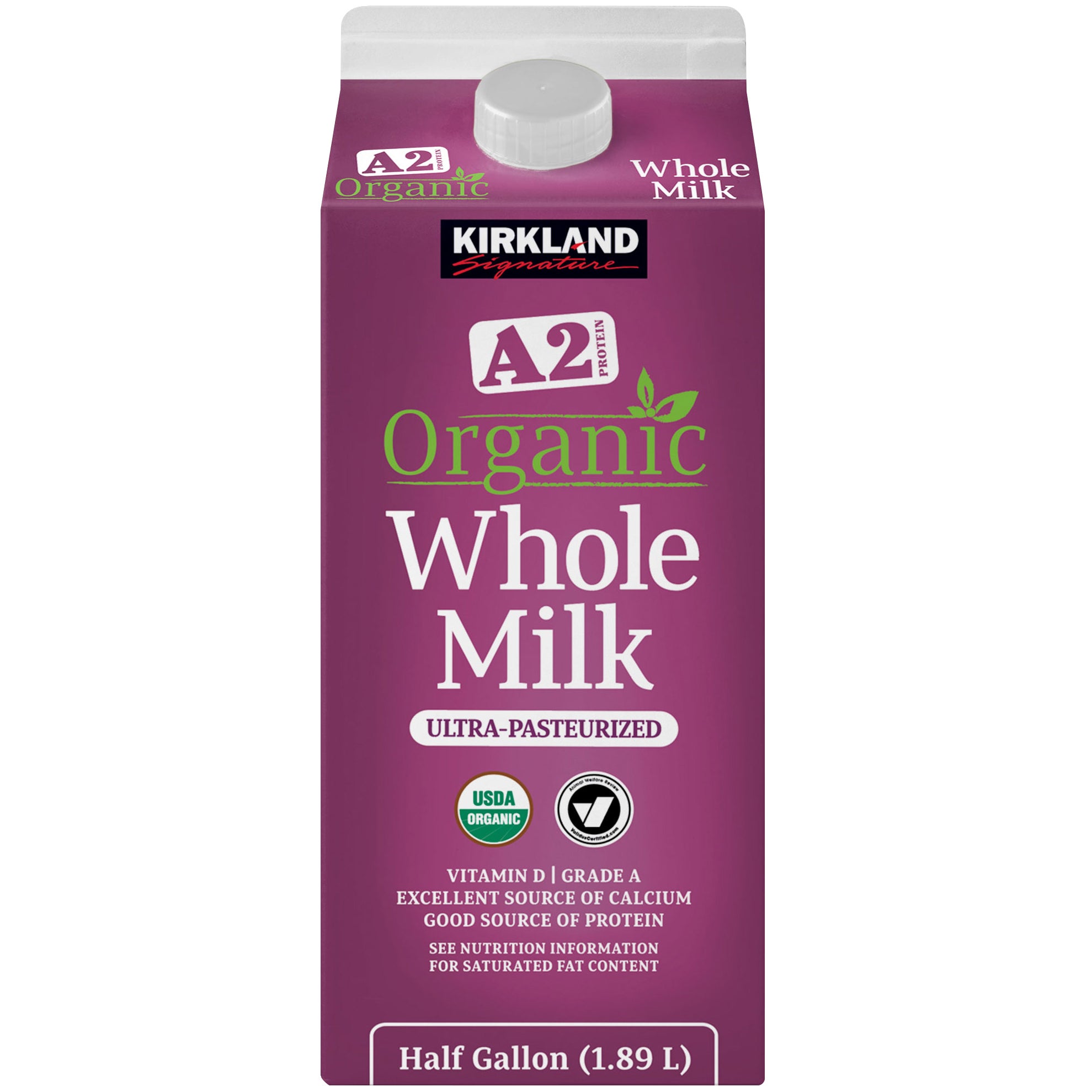 Kirkland Signature A2 Organic Whole Milk, Half Gallon, 4 ct | Costco