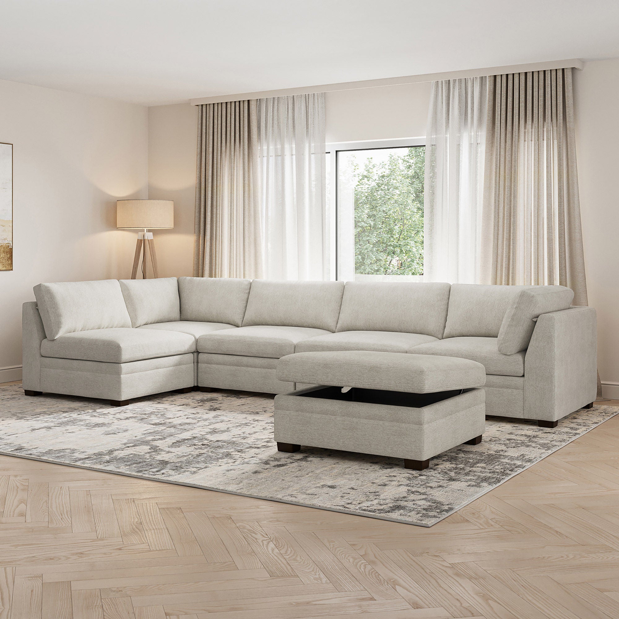 Thomasville Tisdale Modular Sectional 6-piece Taupe with Storage