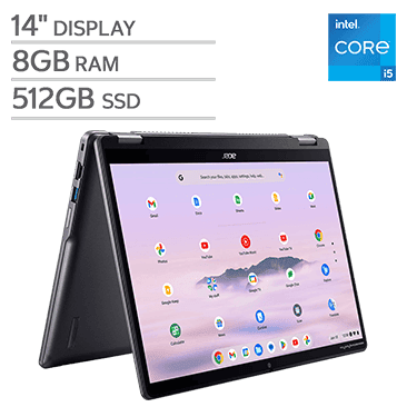 Acer Chromebook Plus Spin 514 14” Laptop with Google AI and Intel Core i5 Processor