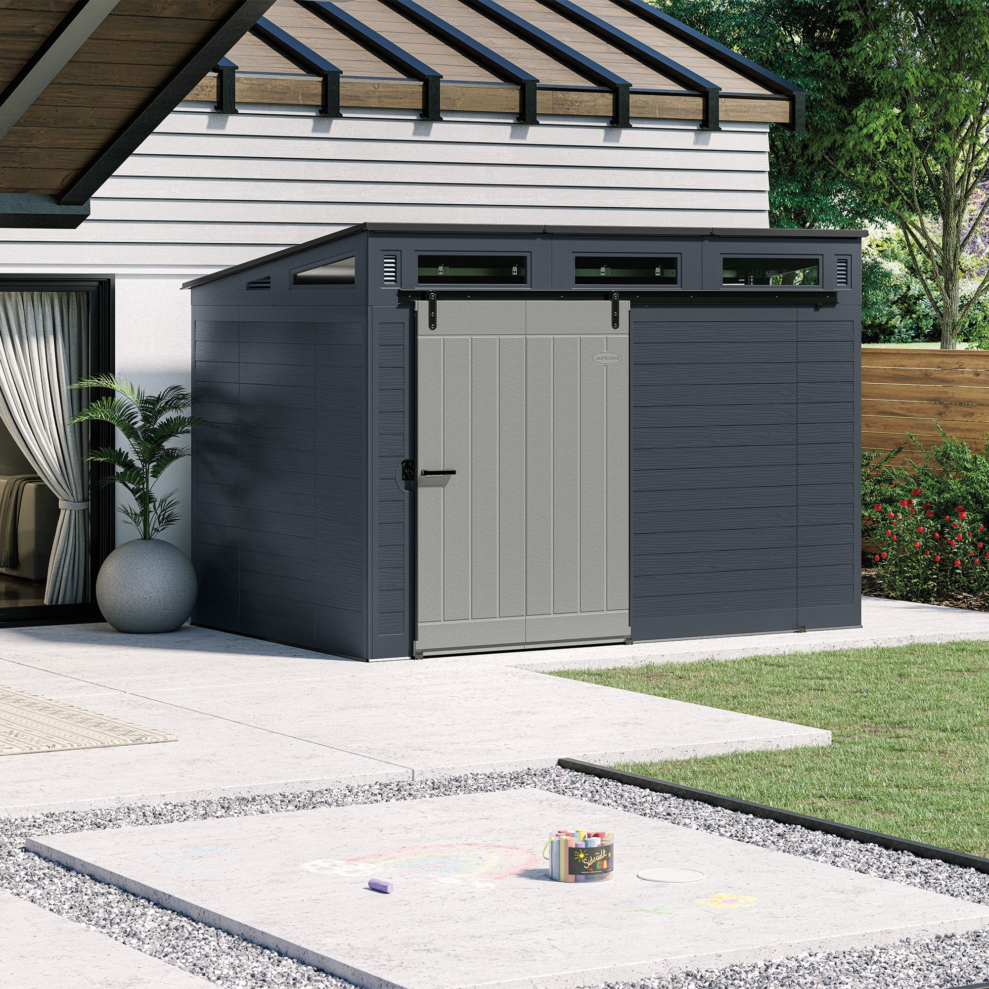 Suncast Modernist 10 ft x 7 ft. Sliding Door Storage Shed | Costco