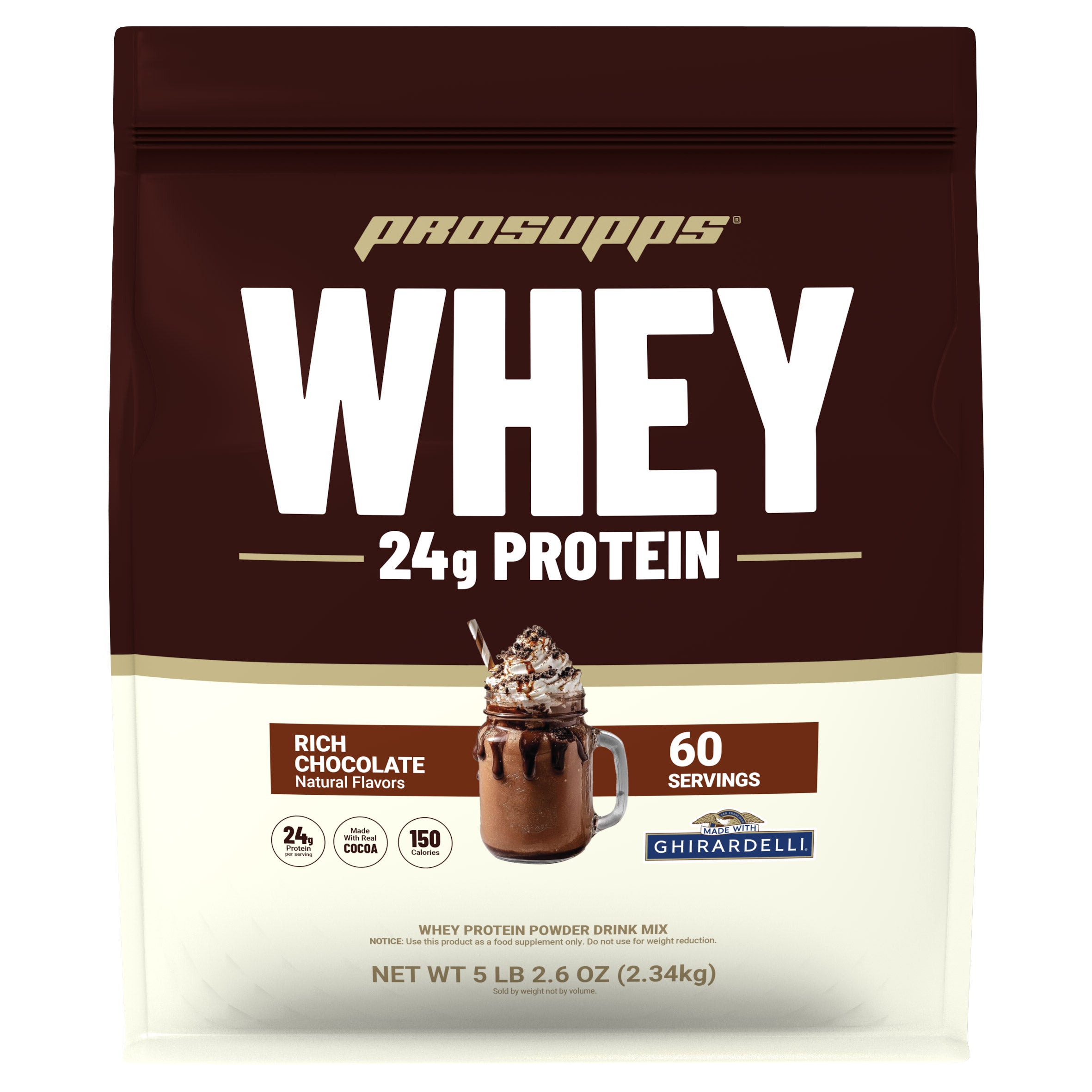 ProSupps 24g Whey Protein Powder Made with Ghirardelli Cocoa, Rich