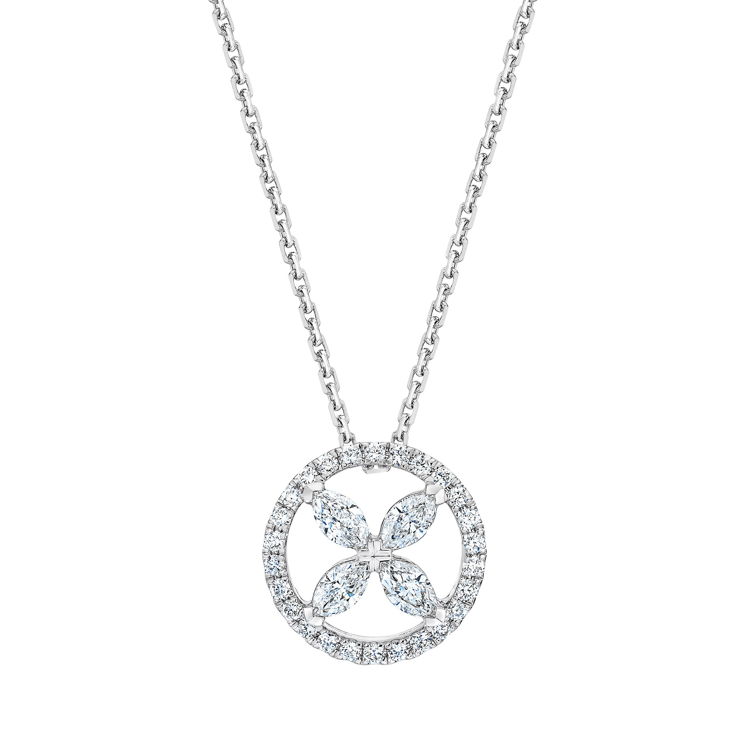 14KT WHITE GOLD VS2 I 0.52CTW MARQUISE AND ROUND DIAMOND NECKLACE