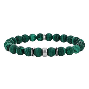 Mr. Lowe by Sheryl Lowe Malachite Beaded Bracelet with Sterling