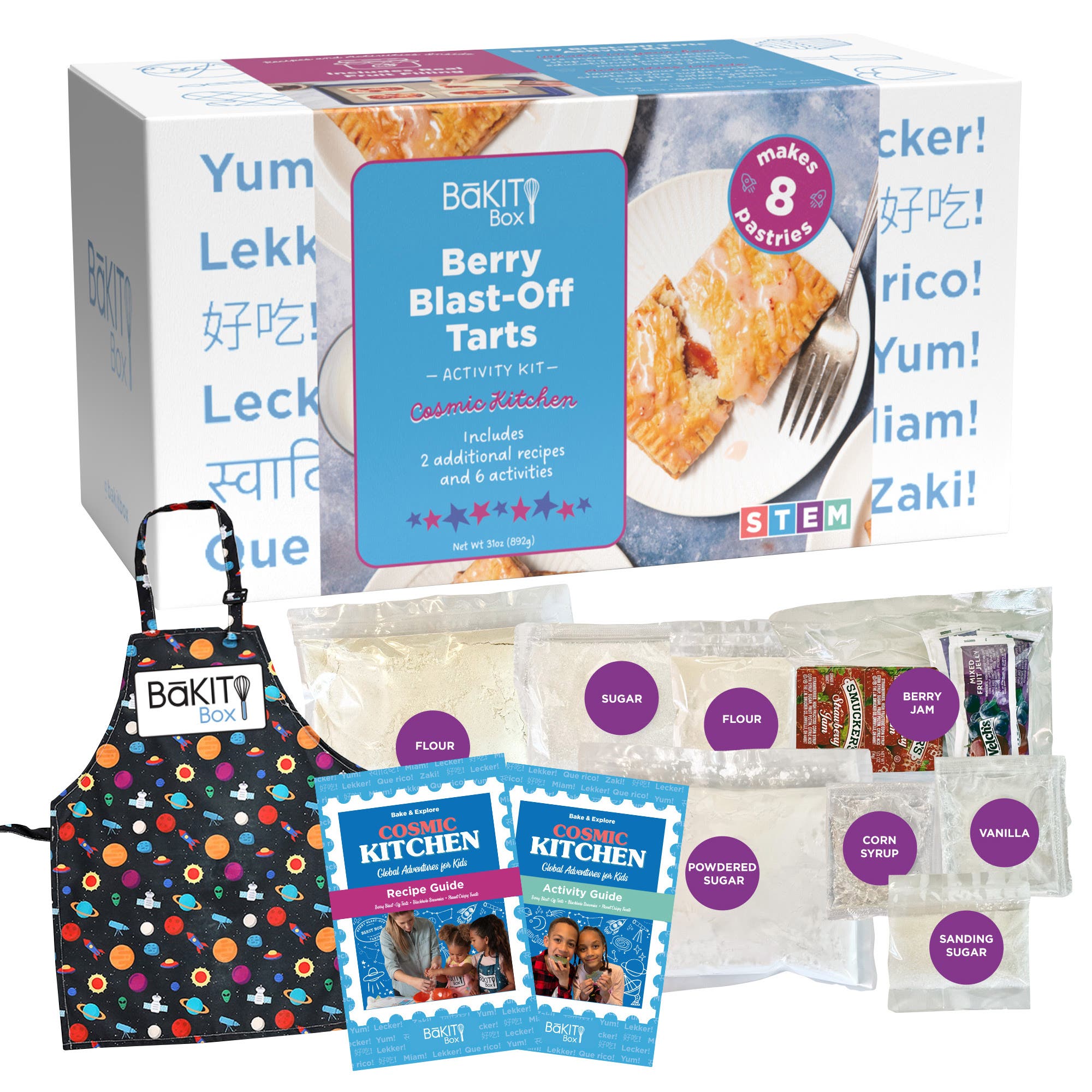 BāKIT Box Berry Tarts Cosmic Kitchen Bake and Wear Bundle: Berry Blast-Off Tarts + Cosmic Glow