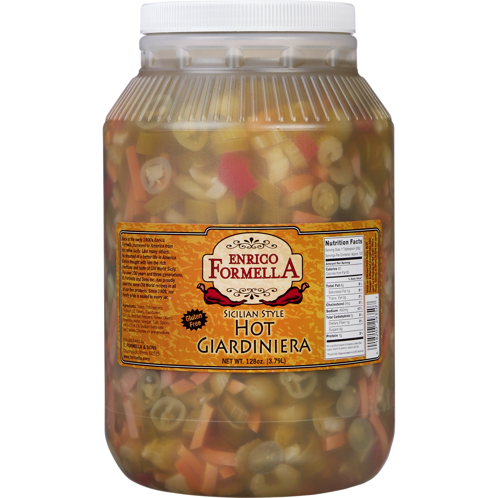 バルサ50 FSSオリカラ　2個セット Enrico Formella Sicilian Style Hot Pepper Giardiniera, 128 fl oz