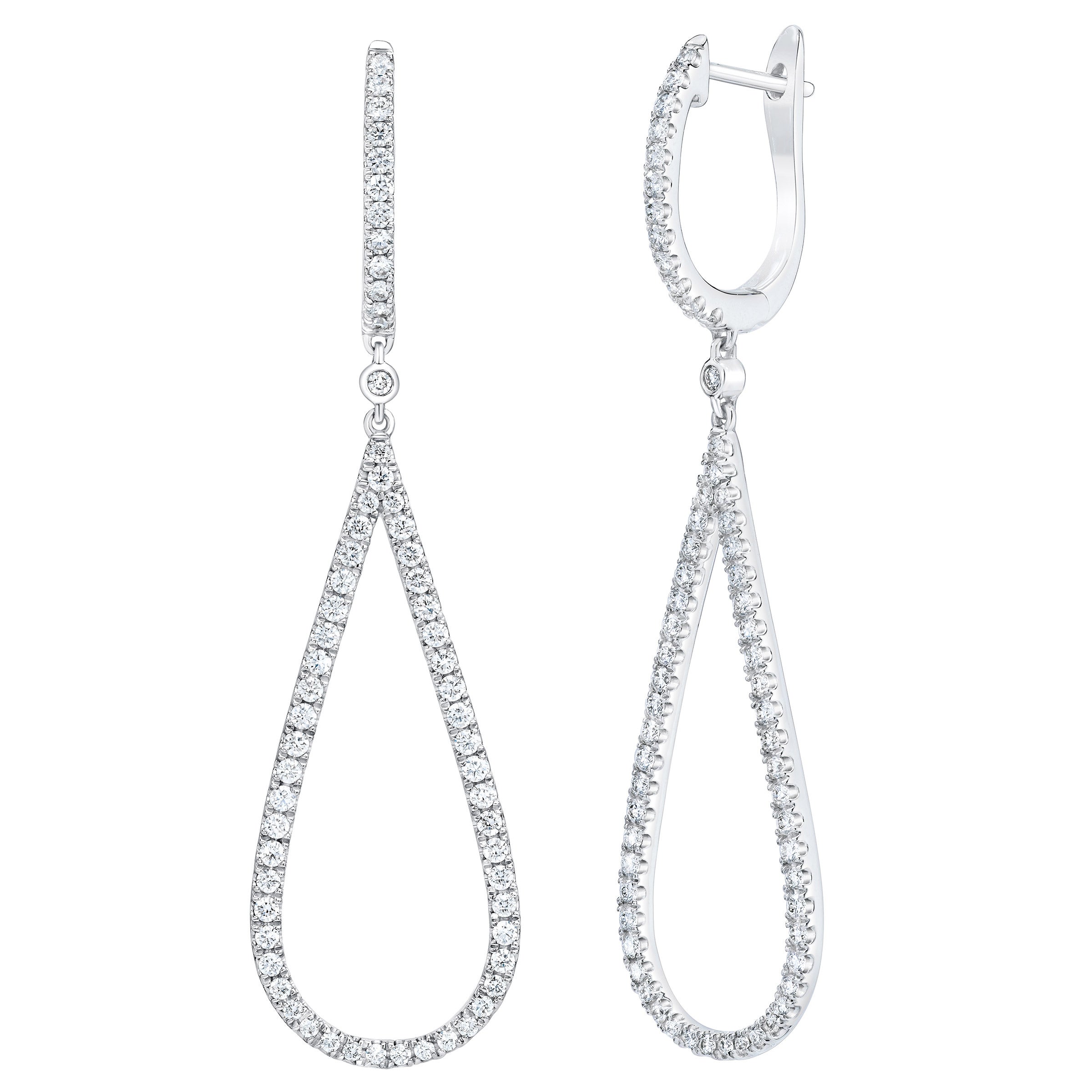 14KT WHITE GOLD VS2 I 1.00CTW ROUND DIAMOND DANGLE EARRINGS
