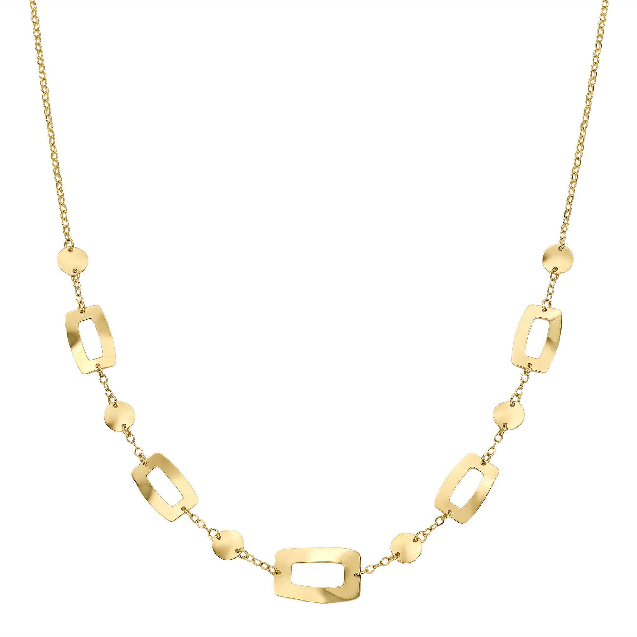 Hammered Finish Rectangle Station Necklace in Yellow Gold | Costco