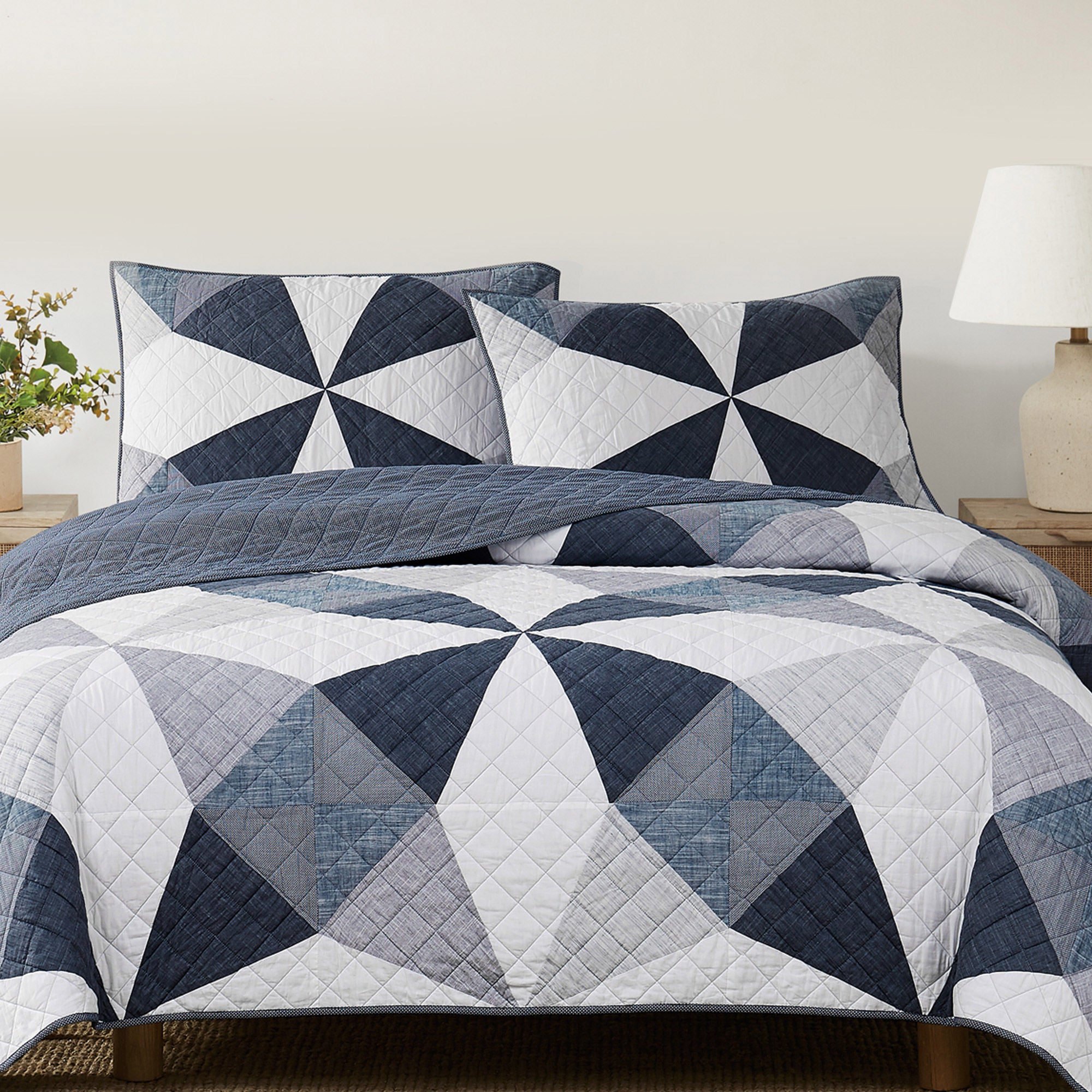 Origami Pieced Nautical Patchwork 3-piece Quilt Set | Costco